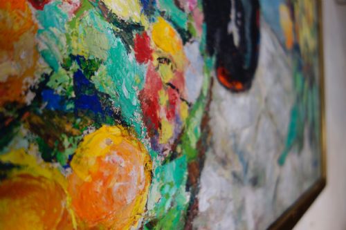 AN EXCEPTIONAL LARGE OIL ON CANVAS PAINTING BY GERMAINE NORDMANN FLORAL - ADDITIONAL PHOTO 14