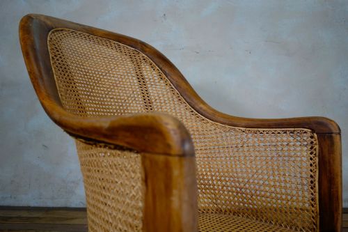 A REGENCY 19TH CENTURY CANED BERGERE LIBRARY TUB CHAIR GILLOWS MANNER - ADDITIONAL PHOTO 8