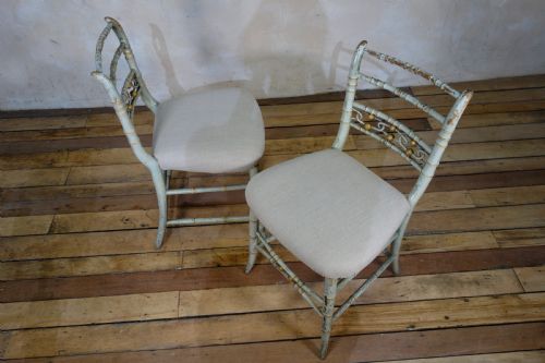 A PAIR OF REGENCY 19TH CENTURY FAUX BAMBOO ORIGINAL PAINTED SIDE CHAIRS - ADDITIONAL PHOTO 8
