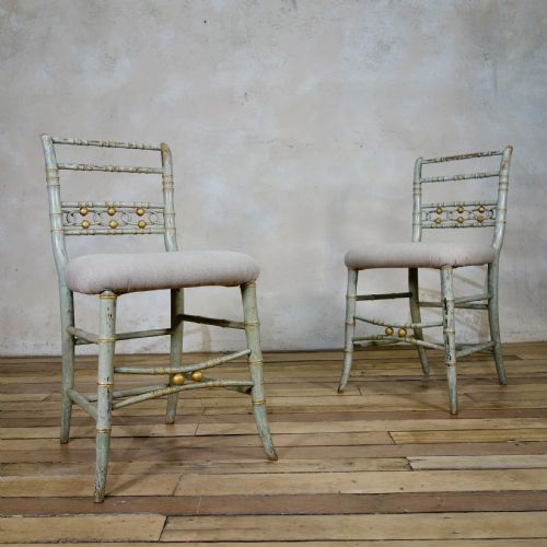 A PAIR OF REGENCY 19TH CENTURY FAUX BAMBOO ORIGINAL PAINTED SIDE CHAIRS - ADDITIONAL PHOTO 10