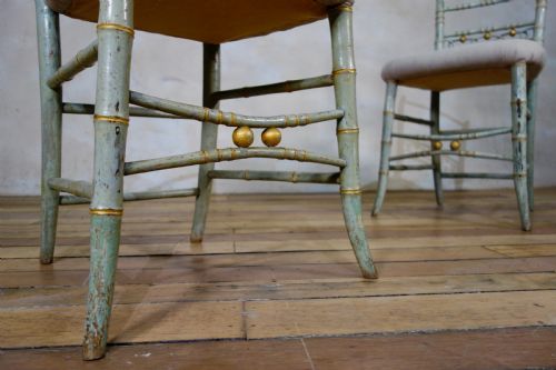 A PAIR OF REGENCY 19TH CENTURY FAUX BAMBOO ORIGINAL PAINTED SIDE CHAIRS - ADDITIONAL PHOTO 11