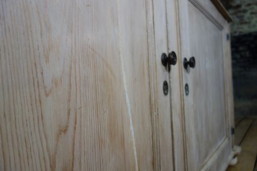 A 19TH CENTURY GOTHIC BLEACHED PINE GLAZED CABINET BOOKCASE - ADDITIONAL PHOTO 15