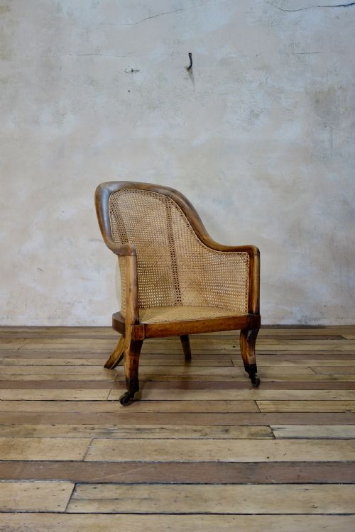 a regency 19th century caned bergere library tub chair gillows manner - CATEGORY: ANTIQUE CHAIRS - DATED 19TH CENTURY