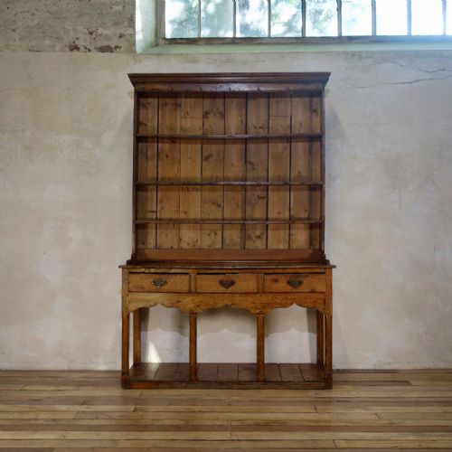 18th century farmhouse fruitwood and pine pot board kitchen dresser plate rack - CATEGORY: ANTIQUE DRESSERS - DATED 18TH CENTURY