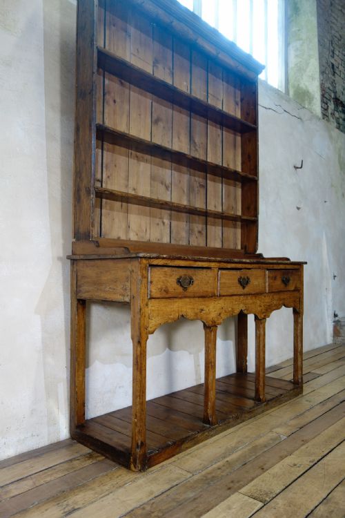 18TH CENTURY FARMHOUSE FRUITWOOD AND PINE POT BOARD KITCHEN DRESSER PLATE RACK - ADDITIONAL PHOTO 3