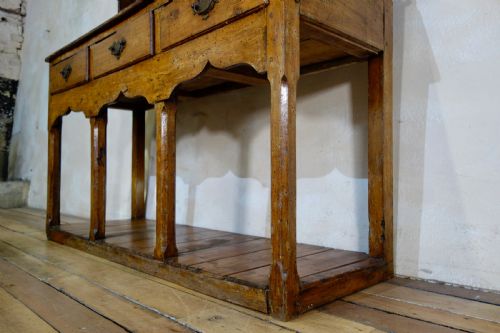 18TH CENTURY FARMHOUSE FRUITWOOD AND PINE POT BOARD KITCHEN DRESSER PLATE RACK - ADDITIONAL PHOTO 5