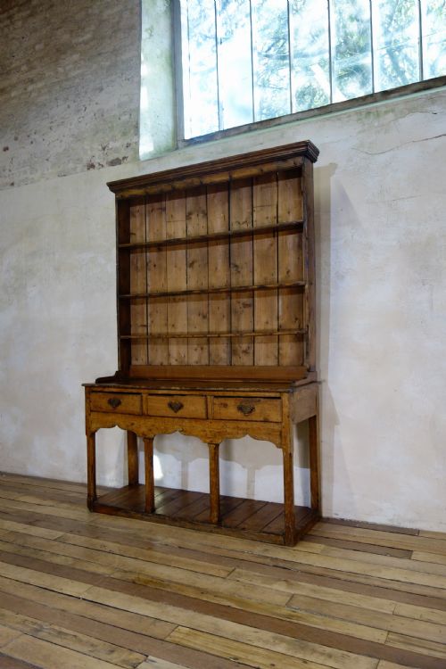 18TH CENTURY FARMHOUSE FRUITWOOD AND PINE POT BOARD KITCHEN DRESSER PLATE RACK - ADDITIONAL PHOTO 7