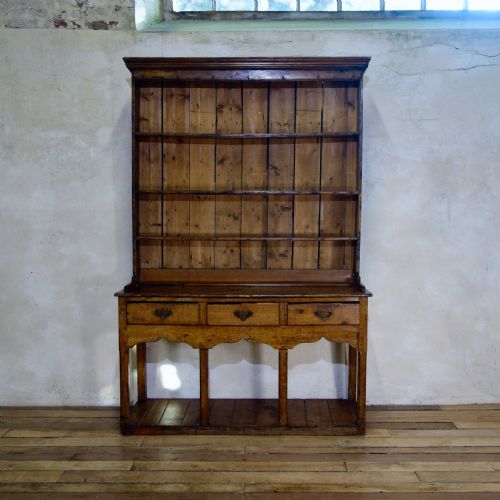 18TH CENTURY FARMHOUSE FRUITWOOD AND PINE POT BOARD KITCHEN DRESSER PLATE RACK - ADDITIONAL PHOTO 11