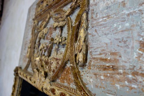 A TALL 19TH CENTURY ORIGINAL PAINTED SWEDISH TRUMEAU MIRROR - ADDITIONAL PHOTO 2