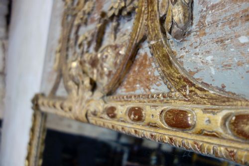 A TALL 19TH CENTURY ORIGINAL PAINTED SWEDISH TRUMEAU MIRROR - ADDITIONAL PHOTO 4