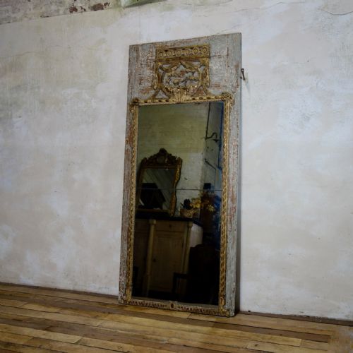 a tall 19th century original painted swedish trumeau mirror - CATEGORY: ANTIQUE MIRRORS - DATED 18TH CENTURY