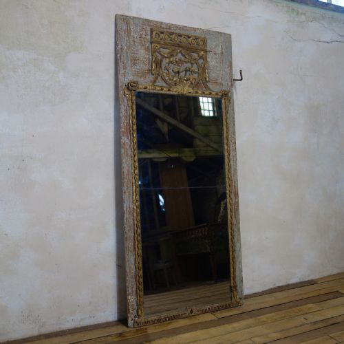 A TALL 19TH CENTURY ORIGINAL PAINTED SWEDISH TRUMEAU MIRROR - ADDITIONAL PHOTO 7