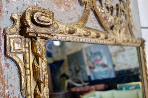 A TALL 19TH CENTURY ORIGINAL PAINTED SWEDISH TRUMEAU MIRROR - ADDITIONAL PHOTO 8