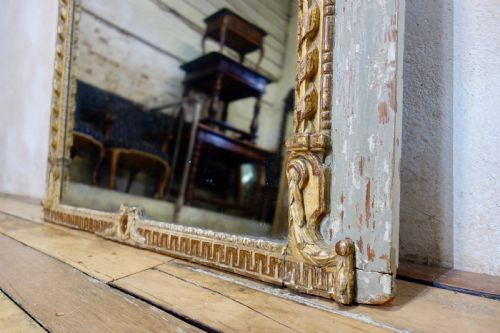 A TALL 19TH CENTURY ORIGINAL PAINTED SWEDISH TRUMEAU MIRROR - ADDITIONAL PHOTO 12