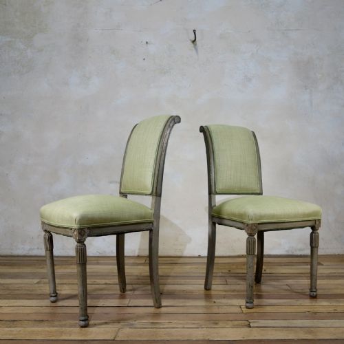 a pair of 19th century french painted louis xvi style side chairs - CATEGORY: ANTIQUE CHAIRS - DATED 19TH CENTURY