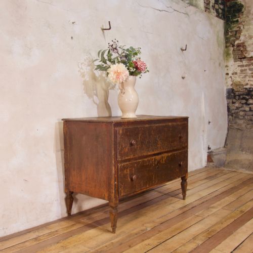 AN 18TH CENTURY NORTH ITALIAN ORIGINAL RED PAINTED COMMODE CHEST OF DRAWERS - ADDITIONAL PHOTO 4