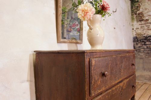AN 18TH CENTURY NORTH ITALIAN ORIGINAL RED PAINTED COMMODE CHEST OF DRAWERS - ADDITIONAL PHOTO 7