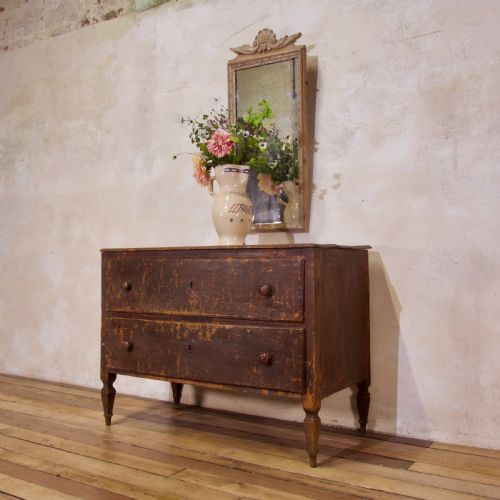 AN 18TH CENTURY NORTH ITALIAN ORIGINAL RED PAINTED COMMODE CHEST OF DRAWERS - ADDITIONAL PHOTO 9