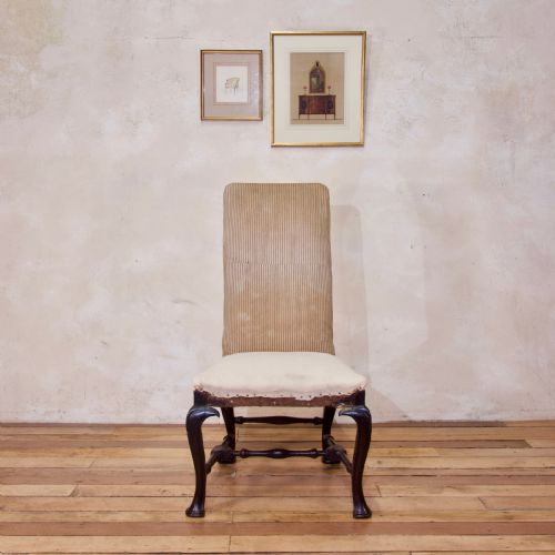 an 18th century ebonised upholstered queen anne side chair - CATEGORY: ANTIQUE CHAIRS - DATED 18TH CENTURY