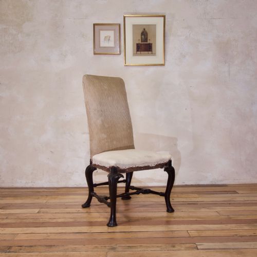 AN 18TH CENTURY EBONISED UPHOLSTERED QUEEN ANNE SIDE CHAIR - ADDITIONAL PHOTO 1