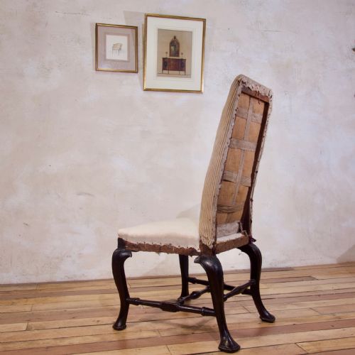 AN 18TH CENTURY EBONISED UPHOLSTERED QUEEN ANNE SIDE CHAIR - ADDITIONAL PHOTO 7