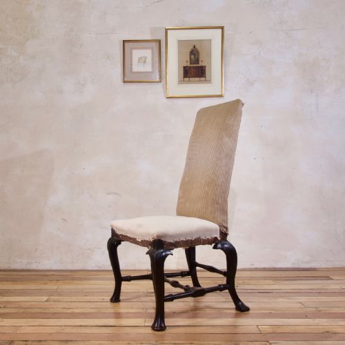 AN 18TH CENTURY EBONISED UPHOLSTERED QUEEN ANNE SIDE CHAIR - ADDITIONAL PHOTO 8