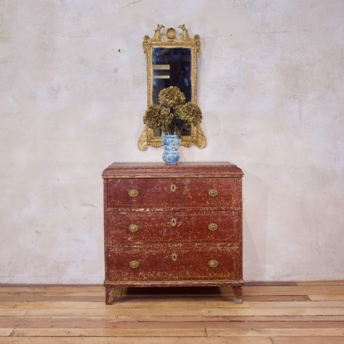 an 18th century gustavian original painted commode red - CATEGORY: ANTIQUE CHEST OF DRAWERS - DATED 18TH CENTURY