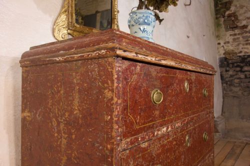 AN 18TH CENTURY GUSTAVIAN ORIGINAL PAINTED COMMODE RED - ADDITIONAL PHOTO 3