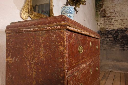 AN 18TH CENTURY GUSTAVIAN ORIGINAL PAINTED COMMODE RED - ADDITIONAL PHOTO 5