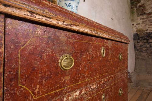 AN 18TH CENTURY GUSTAVIAN ORIGINAL PAINTED COMMODE RED - ADDITIONAL PHOTO 6
