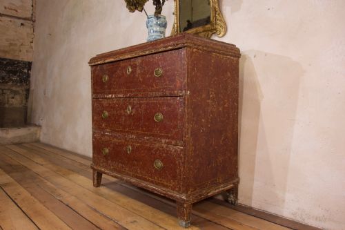 AN 18TH CENTURY GUSTAVIAN ORIGINAL PAINTED COMMODE RED - ADDITIONAL PHOTO 8