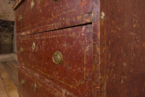 AN 18TH CENTURY GUSTAVIAN ORIGINAL PAINTED COMMODE RED - ADDITIONAL PHOTO 9