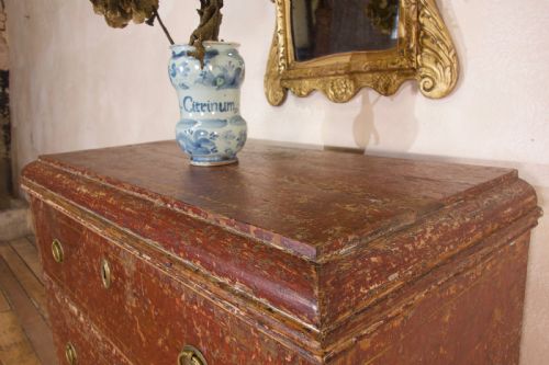 AN 18TH CENTURY GUSTAVIAN ORIGINAL PAINTED COMMODE RED - ADDITIONAL PHOTO 10