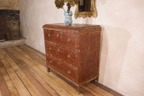 AN 18TH CENTURY GUSTAVIAN ORIGINAL PAINTED COMMODE RED - ADDITIONAL PHOTO 11