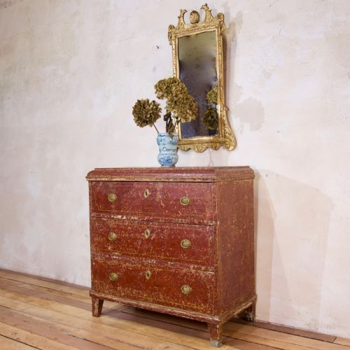 AN 18TH CENTURY GUSTAVIAN ORIGINAL PAINTED COMMODE RED - ADDITIONAL PHOTO 12