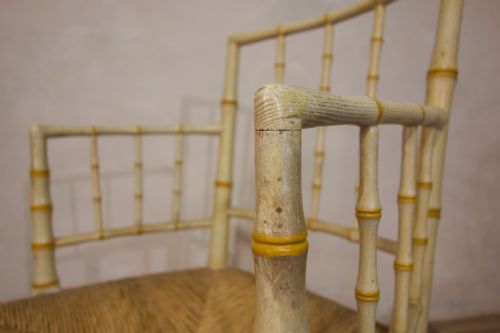 A REGENCY FAUX BAMBOO PAINTED OPEN ARMCHAIR - ADDITIONAL PHOTO 7