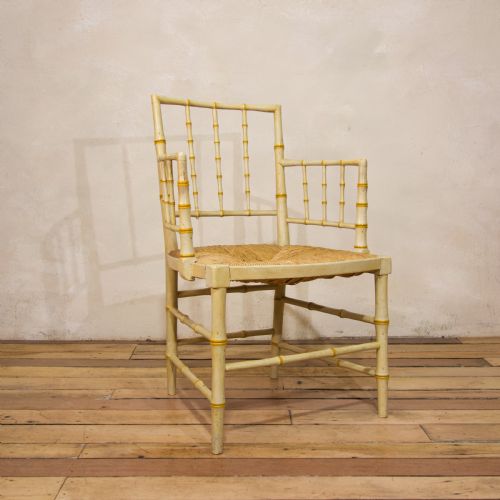 a regency faux bamboo painted open armchair - CATEGORY: ANTIQUE CHAIRS - DATED 19TH CENTURY