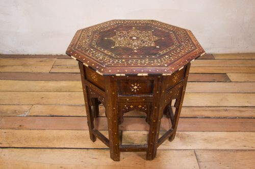 A LATE 19TH CENTURY INDIAN HOSHIARPUR OCCASIONAL OCTAGONAL TABLE - ADDITIONAL PHOTO 12