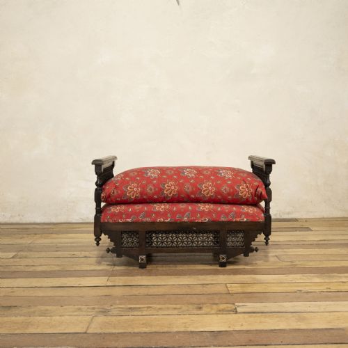 an early 20th century moorish rosewood window seat bench - CATEGORY: ANTIQUE FURNITURE - DATED 1900