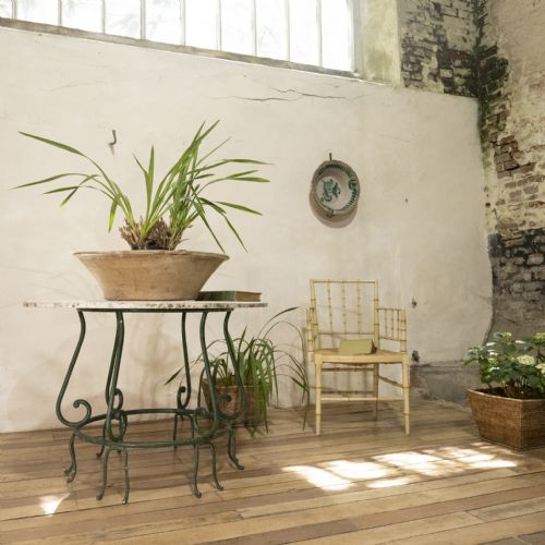 A 20TH CENTURY FRENCH IRON AND MARBLE ORANGERIE CENTRE GARDEN TABLE - ADDITIONAL PHOTO 3