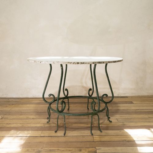 a 20th century french iron and marble orangerie centre garden table - CATEGORY: ANTIQUE TABLES - DATED 1920