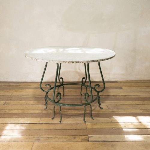 A 20TH CENTURY FRENCH IRON AND MARBLE ORANGERIE CENTRE GARDEN TABLE - ADDITIONAL PHOTO 12