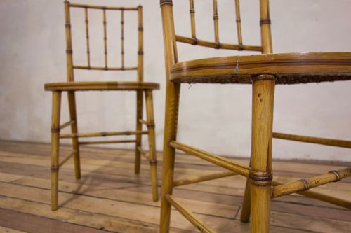 A PAIR OF LATE 19TH CENTURY PAINTED FAUX BAMBOO SIDE CHAIRS - ADDITIONAL PHOTO 4