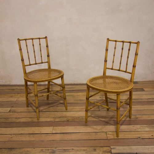 A PAIR OF LATE 19TH CENTURY PAINTED FAUX BAMBOO SIDE CHAIRS - ADDITIONAL PHOTO 9