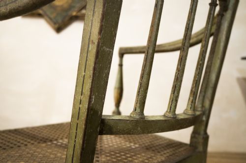 A CHARMING NEAR PAIR OF REGENCY GREEN PAINTED OCCASIONAL ELBOW CHAIRS - ADDITIONAL PHOTO 10