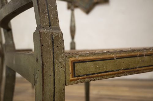 A CHARMING NEAR PAIR OF REGENCY GREEN PAINTED OCCASIONAL ELBOW CHAIRS - ADDITIONAL PHOTO 13