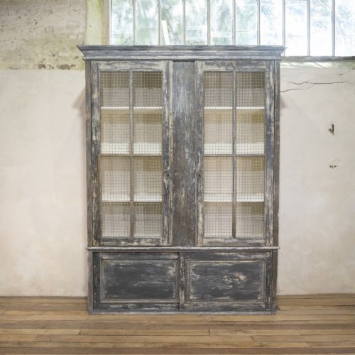 a large scale 19th century painted housekeepers cupboard - CATEGORY: ANTIQUE BOOKCASES - DATED 19TH CENTURY