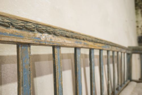 AN 18TH CENTURY GUSTAVIAN SWEDISH SOFA BENCH ORIGINAL BLUE PAINT - ADDITIONAL PHOTO 7