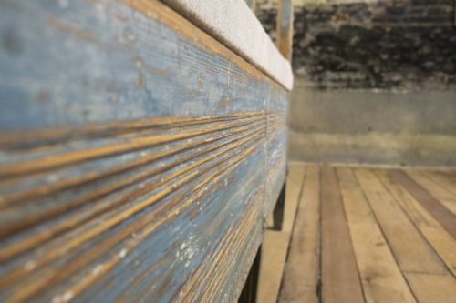 AN 18TH CENTURY GUSTAVIAN SWEDISH SOFA BENCH ORIGINAL BLUE PAINT - ADDITIONAL PHOTO 8
