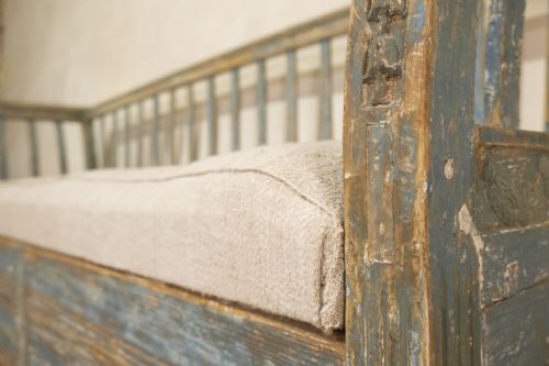 AN 18TH CENTURY GUSTAVIAN SWEDISH SOFA BENCH ORIGINAL BLUE PAINT - ADDITIONAL PHOTO 13